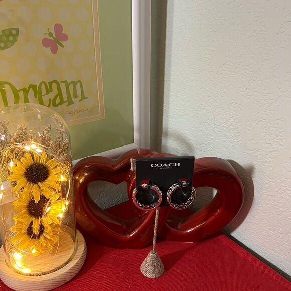 NWT Coach Women's Silver Signature Hoop 1.25” Earrings #TSER - Picture 5 of 5